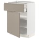 METOD / MAXIMERA Base cabinet with drawer/door, white/Upplöv matt dark beige, 60x41x80 cm