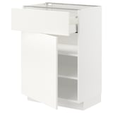 METOD / MAXIMERA Base cabinet with drawer/door, white/Vallstena white, 60x41x80 cm