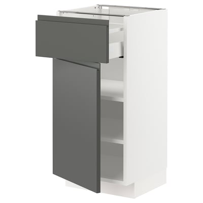 METOD / MAXIMERA Base cabinet with drawer/door, white/Voxtorp dark grey, 40x41x80 cm