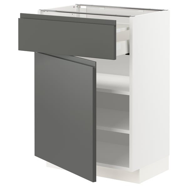 METOD / MAXIMERA Base cabinet with drawer/door, white/Voxtorp dark grey, 60x41x80 cm