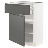 METOD / MAXIMERA Base cabinet with drawer/door, white/Voxtorp dark grey, 60x41x80 cm