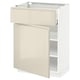 METOD / MAXIMERA Base cabinet with drawer/door, white/Voxtorp high-gloss light beige, 60x41x80 cm