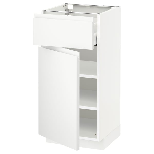 METOD / MAXIMERA Base cabinet with drawer/door, white/Voxtorp matt white, 40x41x80 cm