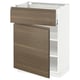 METOD / MAXIMERA Base cabinet with drawer/door, white/Voxtorp walnut effect, 60x41x80 cm