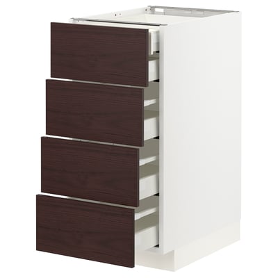 METOD / MAXIMERA Base cb 4 frnts/2 low/3 md drwrs, white Askersund/dark brown ash effect, 40x60x80 cm