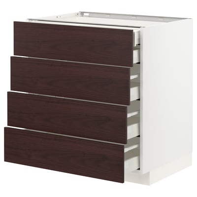 METOD / MAXIMERA Base cb 4 frnts/2 low/3 md drwrs, white Askersund/dark brown ash effect, 80x60x80 cm