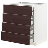 METOD / MAXIMERA Base cb 4 frnts/2 low/3 md drwrs, white Askersund/dark brown ash effect, 75x60x80 cm