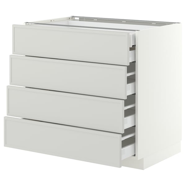 METOD / MAXIMERA Base cb 4 frnts/2 low/3 md drwrs, white/Aspudden light grey, 90x60x80 cm