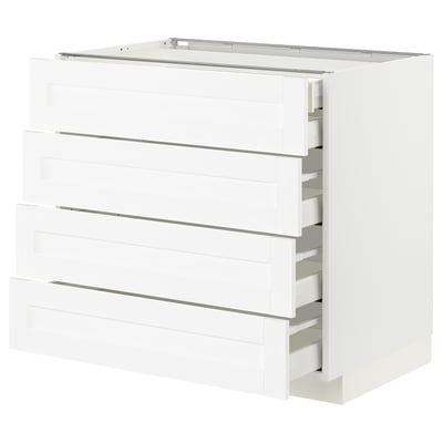 METOD / MAXIMERA Base cb 4 frnts/2 low/3 md drwrs, white Enköping/white wood effect, 90x60x80 cm