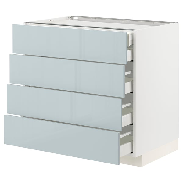 METOD / MAXIMERA Base cb 4 frnts/2 low/3 md drwrs, white/Kallarp light grey-blue, 90x60x80 cm
