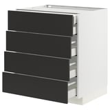 METOD / MAXIMERA Base cb 4 frnts/2 low/3 md drwrs, white/Nickebo matt anthracite, 75x60x80 cm