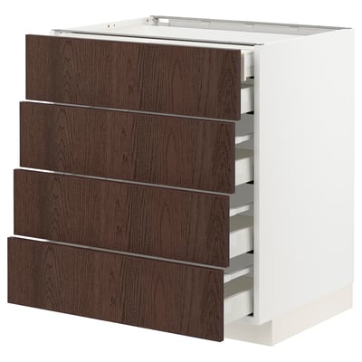 METOD / MAXIMERA Base cb 4 frnts/2 low/3 md drwrs, white/Sinarp brown, 75x60x80 cm