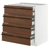 METOD / MAXIMERA Base cb 4 frnts/2 low/3 md drwrs, white/Stensta dark brown ash veneer, 75x60x80 cm