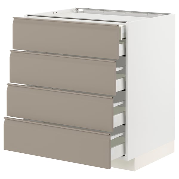 METOD / MAXIMERA Base cb 4 frnts/2 low/3 md drwrs, white/Upplöv matt dark beige, 75x60x80 cm