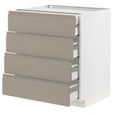 METOD / MAXIMERA Base cb 4 frnts/2 low/3 md drwrs, white/Upplöv matt dark beige, 75x60x80 cm