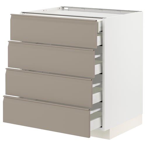 METOD kitchen unit, beige, 4 drawers, metal & plastic, rectangle shape, modern design.