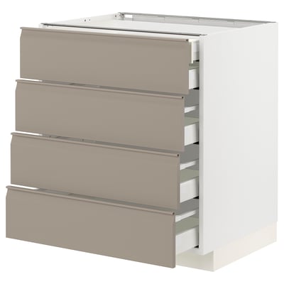 METOD / MAXIMERA Base cb 4 frnts/2 low/3 md drwrs, white/Upplöv matt dark beige, 75x60x80 cm