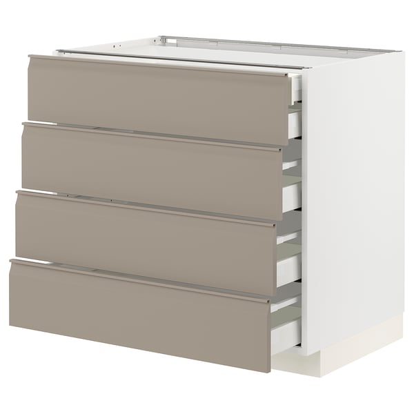 METOD / MAXIMERA Base cb 4 frnts/2 low/3 md drwrs, white/Upplöv matt dark beige, 90x60x80 cm