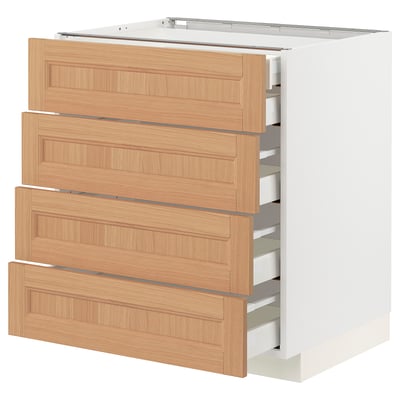 METOD / MAXIMERA Base cb 4 frnts/2 low/3 md drwrs, white/Vedhamn oak, 75x60x80 cm