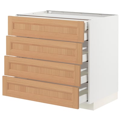 METOD / MAXIMERA Base cb 4 frnts/2 low/3 md drwrs, white/Vedhamn oak, 90x60x80 cm