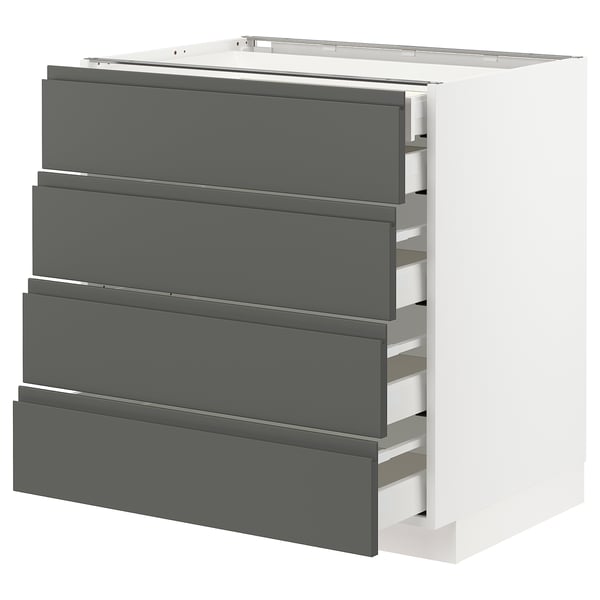 METOD / MAXIMERA Base cb 4 frnts/2 low/3 md drwrs, white/Voxtorp dark grey, 80x60x80 cm