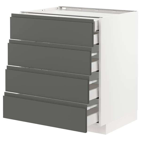 METOD / MAXIMERA Base cb 4 frnts/2 low/3 md drwrs, white/Voxtorp dark grey, 75x60x80 cm