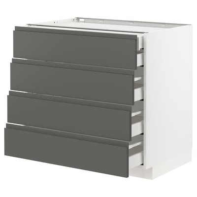 METOD / MAXIMERA Base cb 4 frnts/2 low/3 md drwrs, white/Voxtorp dark grey, 90x60x80 cm