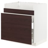METOD / MAXIMERA Base cb f HAVSEN snk/3 frnts/2 drws, white Askersund/dark brown ash effect, 80x60x80 cm