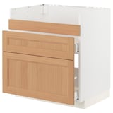 METOD / MAXIMERA Base cb f HAVSEN snk/3 frnts/2 drws, white/Vedhamn oak, 80x60x80 cm