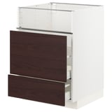 METOD / MAXIMERA Base cb f hob/fish grill/2 drawers, white Askersund/dark brown ash effect, 60x60x80 cm