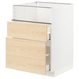 METOD / MAXIMERA Base cb f hob/fish grill/2 drawers, white/Askersund light ash effect, 60x60x80 cm