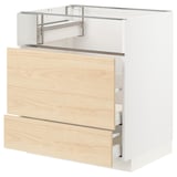 METOD / MAXIMERA Base cb f hob/fish grill/2 drawers, white/Askersund light ash effect, 75x60x80 cm
