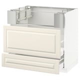 METOD / MAXIMERA Base cb f hob/fish grill/2 drawers, white/Bodbyn off-white, 90x60x80 cm