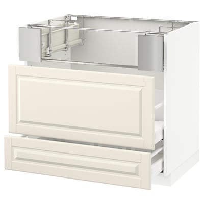 METOD / MAXIMERA Base cb f hob/fish grill/2 drawers, white/Bodbyn off-white, 90x60x80 cm