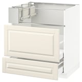 METOD / MAXIMERA Base cb f hob/fish grill/2 drawers, white/Bodbyn off-white, 75x60x80 cm