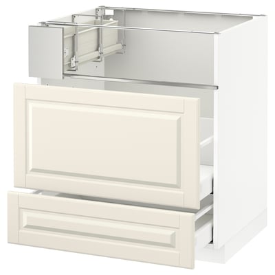 METOD / MAXIMERA Base cb f hob/fish grill/2 drawers, white/Bodbyn off-white, 75x60x80 cm