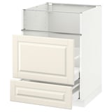 METOD / MAXIMERA Base cb f hob/fish grill/2 drawers, white/Bodbyn off-white, 60x60x80 cm