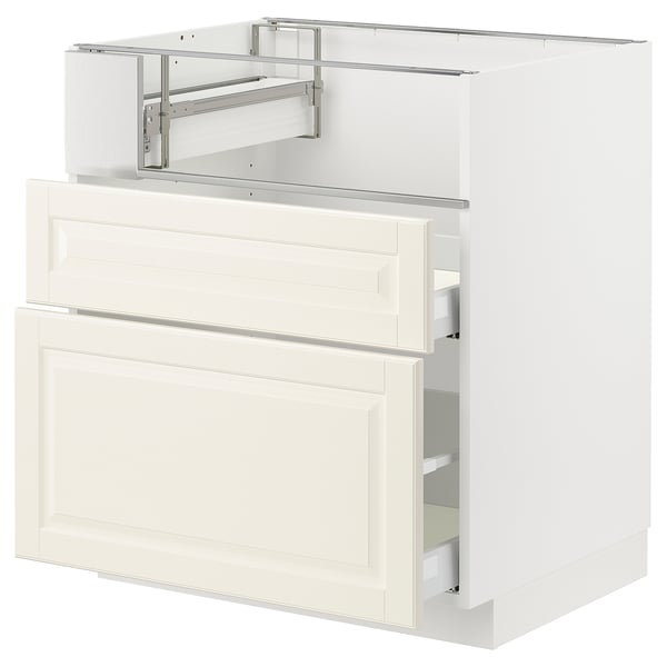 METOD / MAXIMERA Base cb f hob/fish grill/2 drawers, white/Bodbyn off-white, 75x60x80 cm