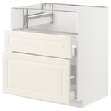 METOD / MAXIMERA Base cb f hob/fish grill/2 drawers, white/Bodbyn off-white, 75x60x80 cm