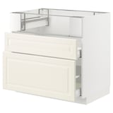 METOD / MAXIMERA Base cb f hob/fish grill/2 drawers, white/Bodbyn off-white, 90x60x80 cm