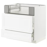 METOD / MAXIMERA Base cb f hob/fish grill/2 drawers, white Enköping/white wood effect, 90x60x80 cm