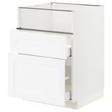 METOD / MAXIMERA Base cb f hob/fish grill/2 drawers, white Enköping/white wood effect, 60x60x80 cm