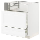 METOD / MAXIMERA Base cb f hob/fish grill/2 drawers, white Enköping/white wood effect, 75x60x80 cm