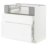 METOD / MAXIMERA Base cb f hob/fish grill/2 drawers, white Enköping/white wood effect, 90x60x80 cm