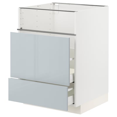 METOD / MAXIMERA Base cb f hob/fish grill/2 drawers, white/Kallarp light grey-blue, 60x60x80 cm