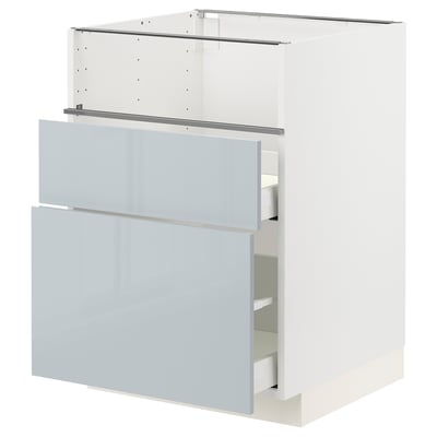METOD / MAXIMERA Base cb f hob/fish grill/2 drawers, white/Kallarp light grey-blue, 60x60x80 cm