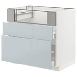 METOD / MAXIMERA Base cb f hob/fish grill/2 drawers, white/Kallarp light grey-blue, 90x60x80 cm