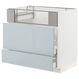 METOD / MAXIMERA Base cb f hob/fish grill/2 drawers, white/Kallarp light grey-blue, 90x60x80 cm