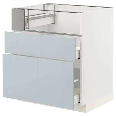 METOD / MAXIMERA Base cb f hob/fish grill/2 drawers, white/Kallarp light grey-blue, 75x60x80 cm