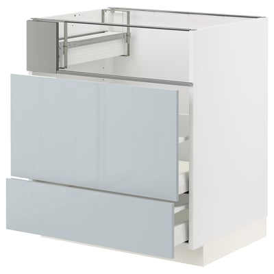 METOD / MAXIMERA Base cb f hob/fish grill/2 drawers, white/Kallarp light grey-blue, 75x60x80 cm